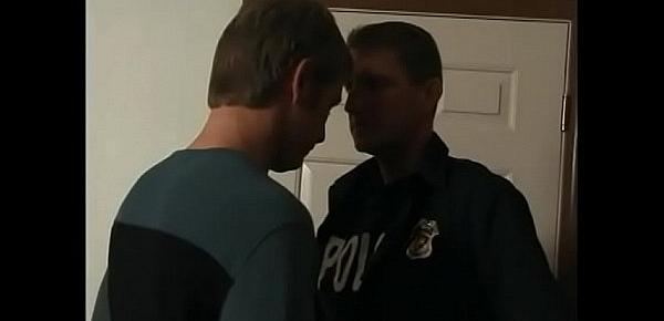  Two smooching male cops sucking dick and fucking tight ass before cumming